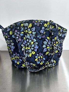 Vera Bradley INDIGO POP Double Handle Handbag Large Purse Tote Retired Pattern